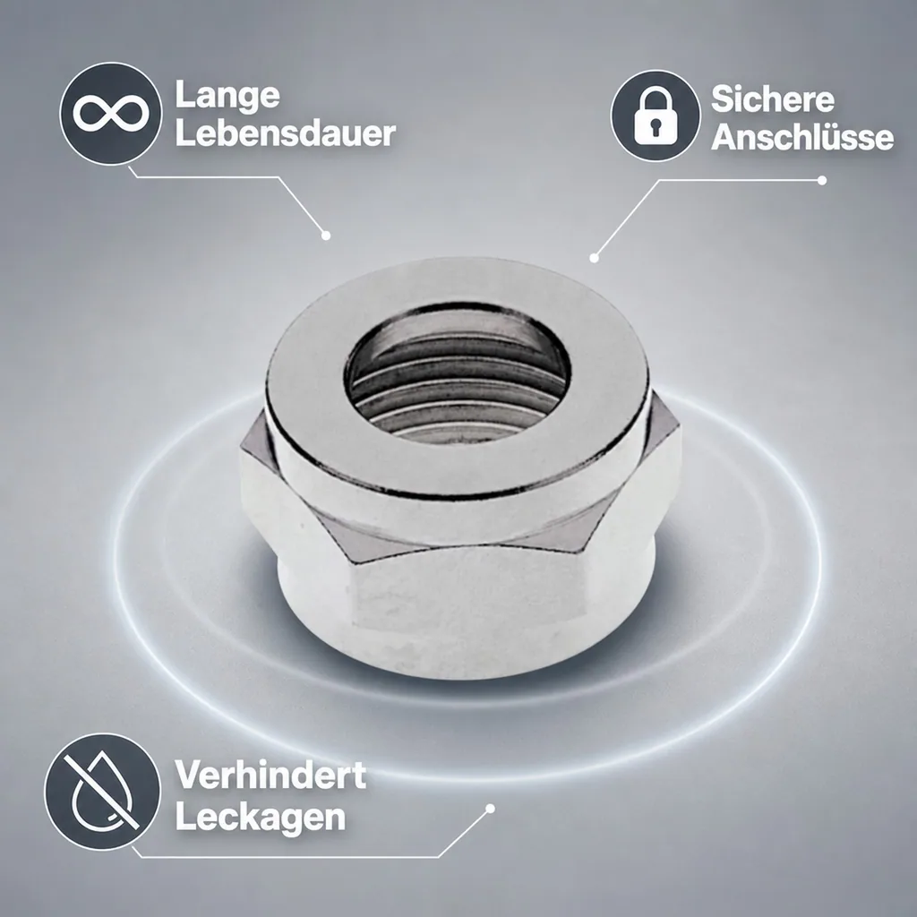 Sechskantmutter 1/2", Messing vernickelt