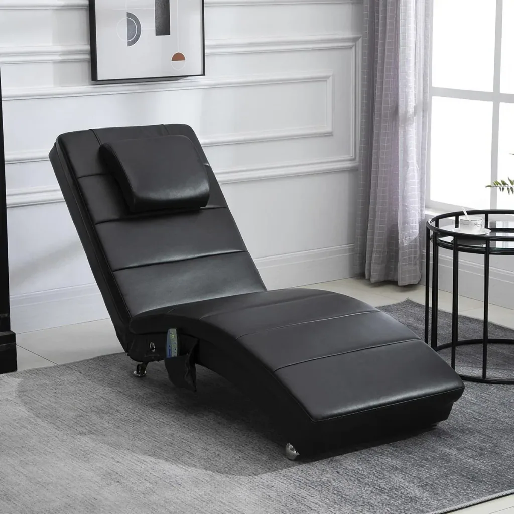 Fernsehsessel mit Zero-G Design, Lounge, Sessel, Liege, Kunstleder, MDF, Metall, Schaumstoff, Schwarz, 58 x 163 x 87 cm