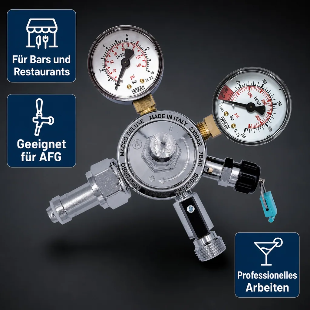 Druckregler, Gasdruckregler, CO2 Druckminderer - für AFG, 1-leitig, 7bar