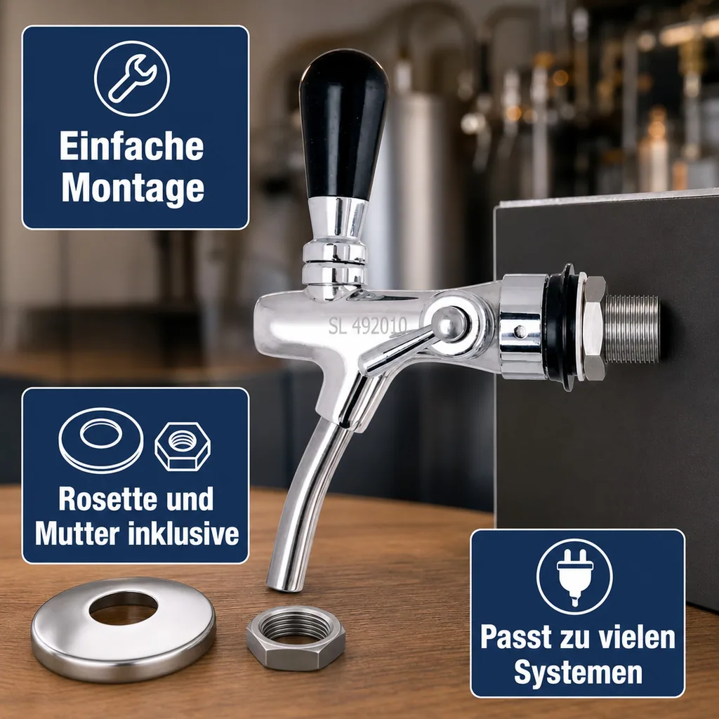 Zapfhahn, Kompensatorhahn, Bierzapfhahn, Schankhahn - selbstschließend, Edelstahl