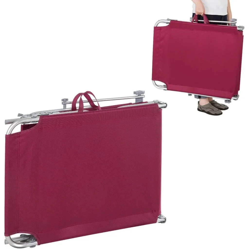 Liegestuhl 'Ibiza' mit Schiebedach Aluminium rubinrot 190 x 59 x 29cm