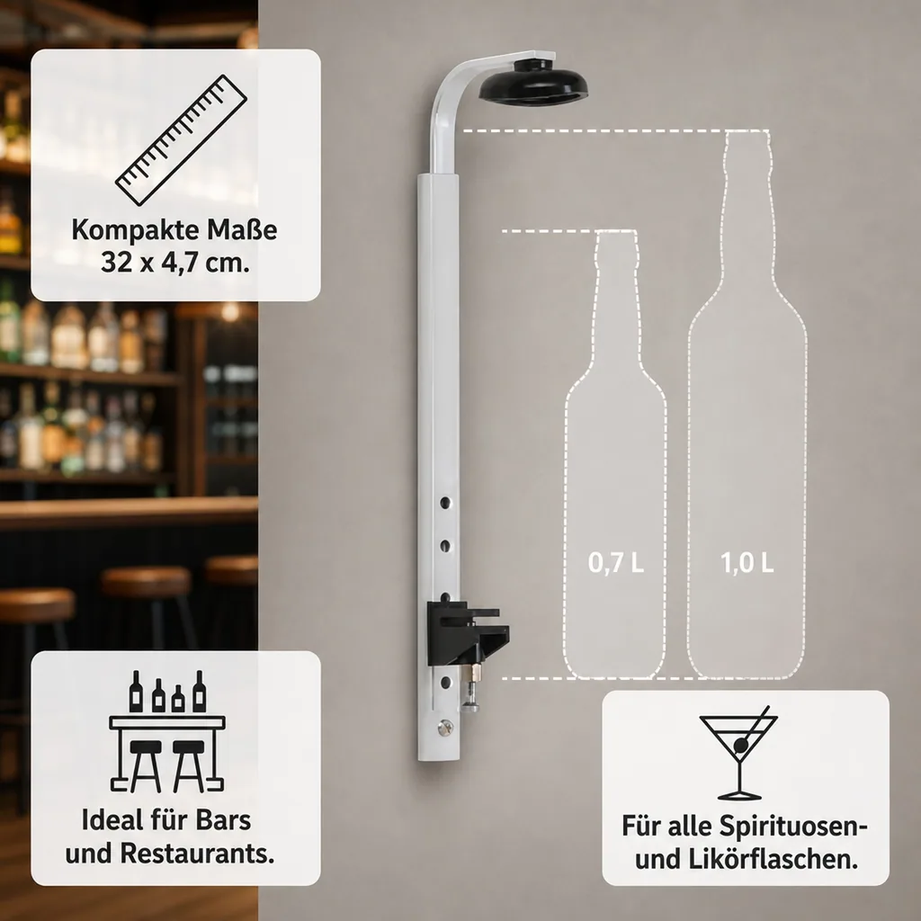 Barbutler für Spirituosenflaschen zur Wandbefestigung - Wandhalterung Flaschen