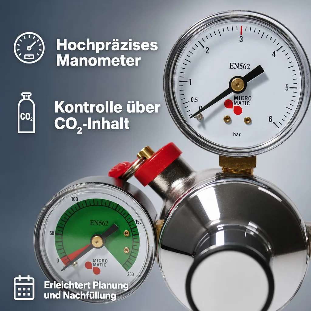 Druckminderer, Druckregler, Druckreduzierventil - CO2, Premium Micro Matic, 2-leitig