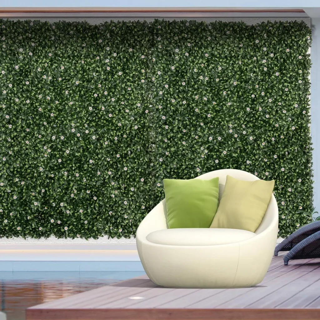 12 Stück künstliches Pflanzenwand Hecke 50x50 cm UV-Schutz Sichtschutz Rhododendronblätter Design Heckenpflanze für Gart