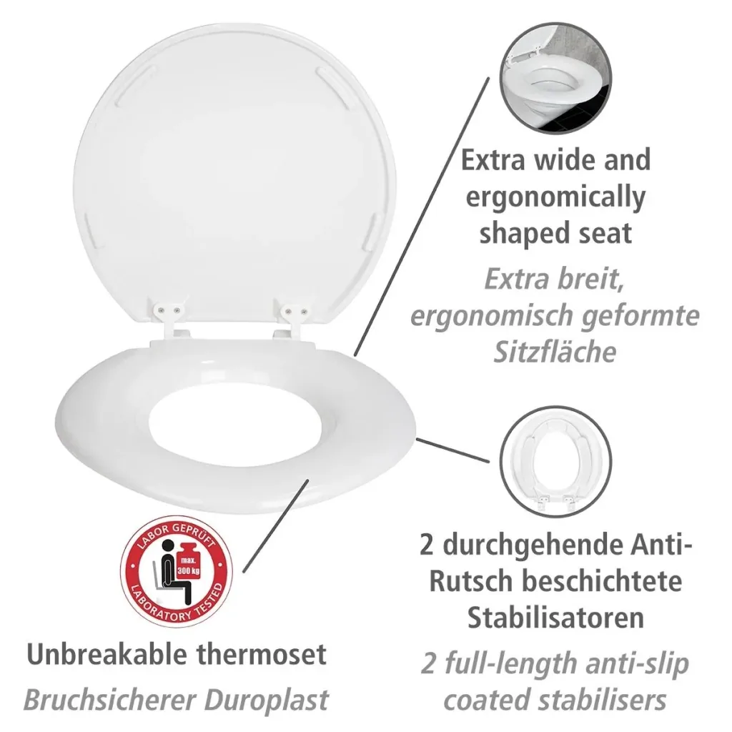 WC-Sitz Torino XXL, aus bruchsicherem Duroplast, belastbar bis 300 kg