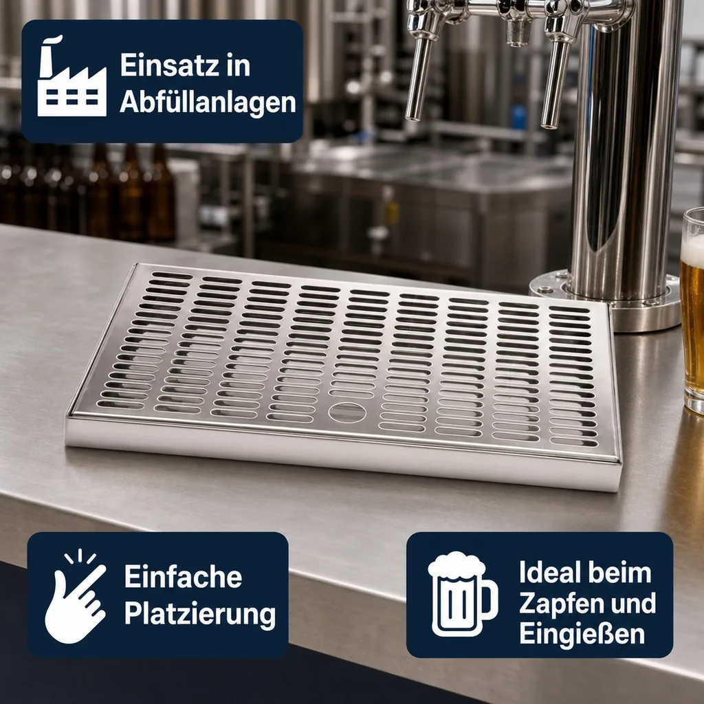 Tropfblech, Abtropfblech, Tropfschale - Edelstahl, 300 x 180 x 20 mm