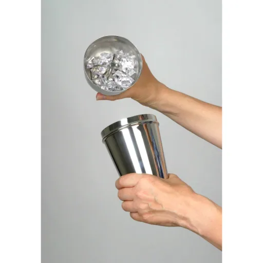 Cocktail shaker 3tlg. - Edelstahl mit Eisrückhalter - 500 ml.