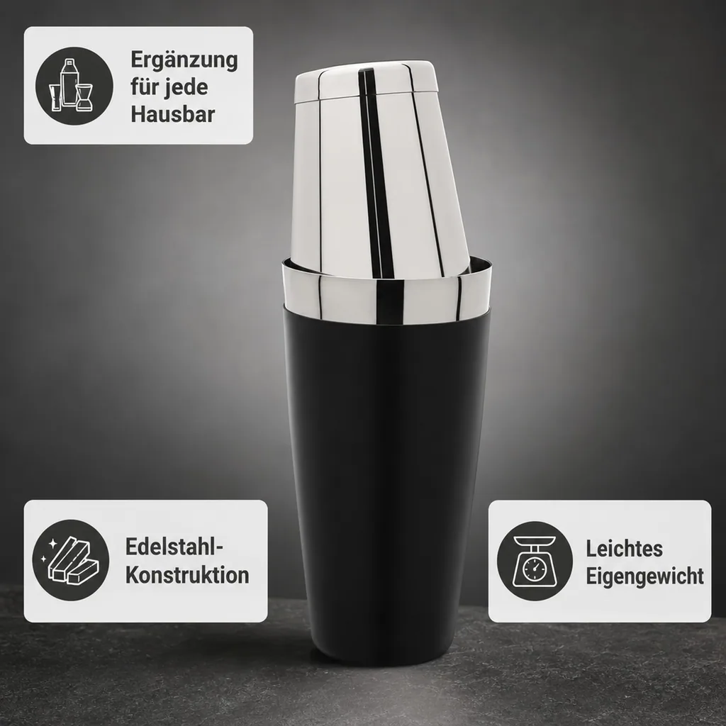 Cocktail shaker - TIN on TIN, 28oz./18oz. Edelstahl mit Vinyl-Kälteschutz