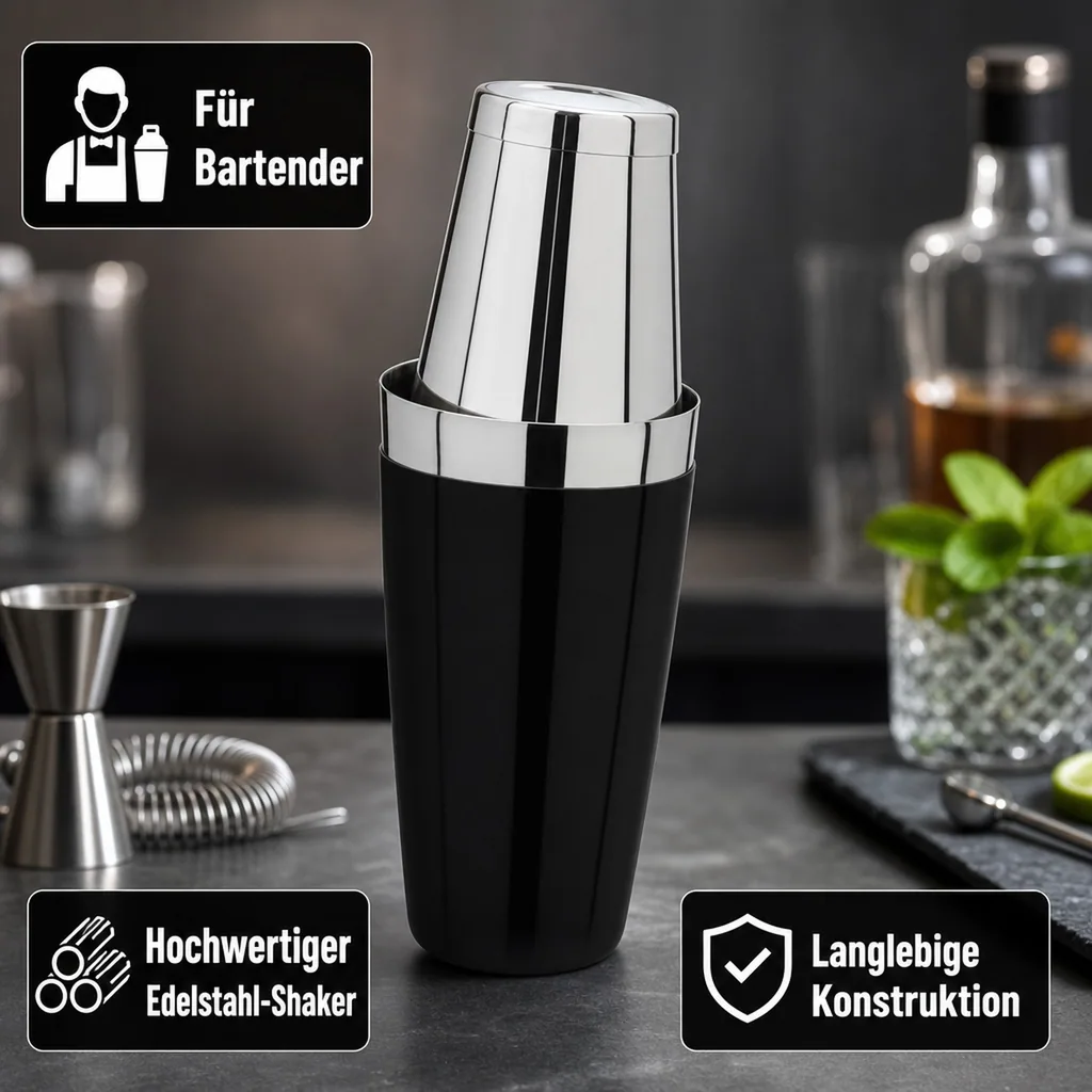 Cocktail shaker - TIN on TIN, 28oz./18oz. Edelstahl mit Vinyl-Kälteschutz