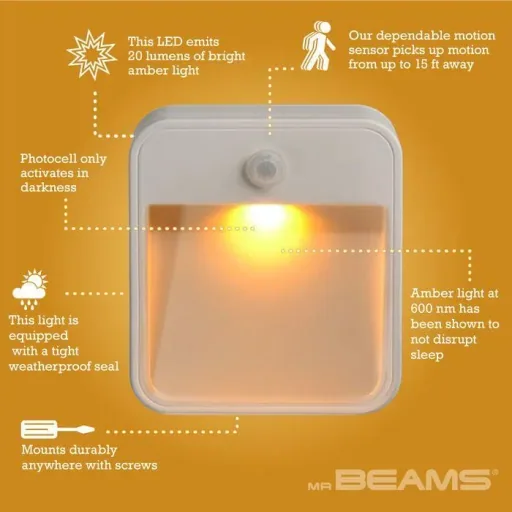 LED Treppenlicht weiß mit Bewegungsmelder Amber MB720A 2er Pack IP44 20 Lumen