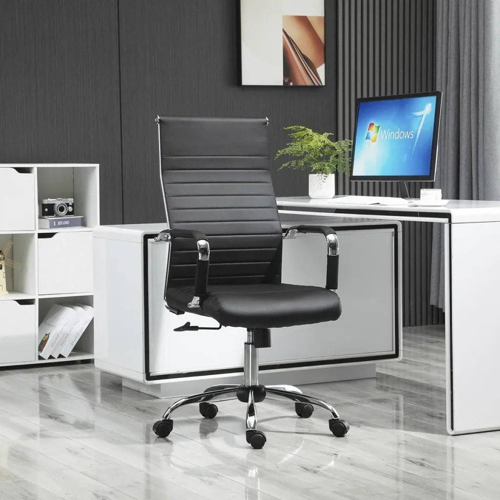 Bürostuhl Gaming Drehstuhl Chefsessel Wippfunktion höhenverstellbar gepolstert ergonomisch PU-Leder Schaumstoff Schwarz