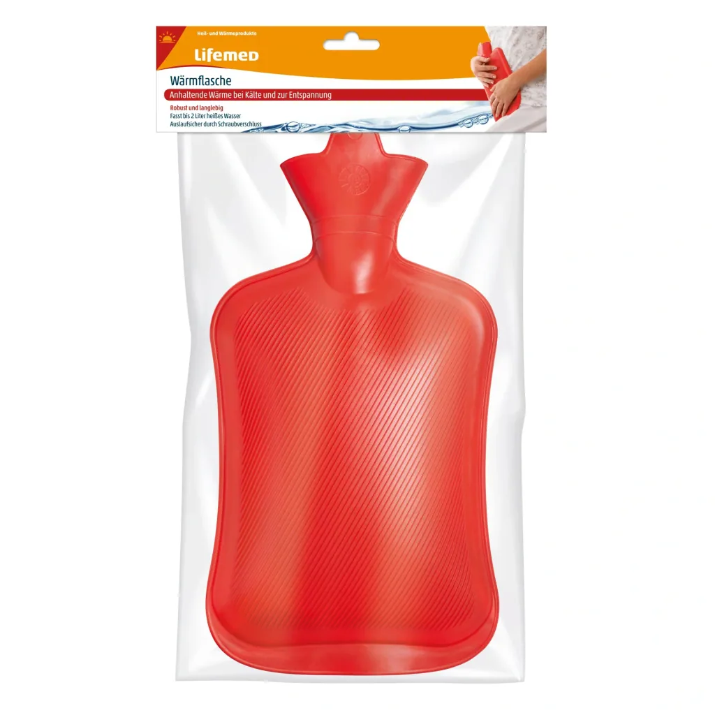 Wärmflasche, Schraubverschluss, 2 Liter, Rot