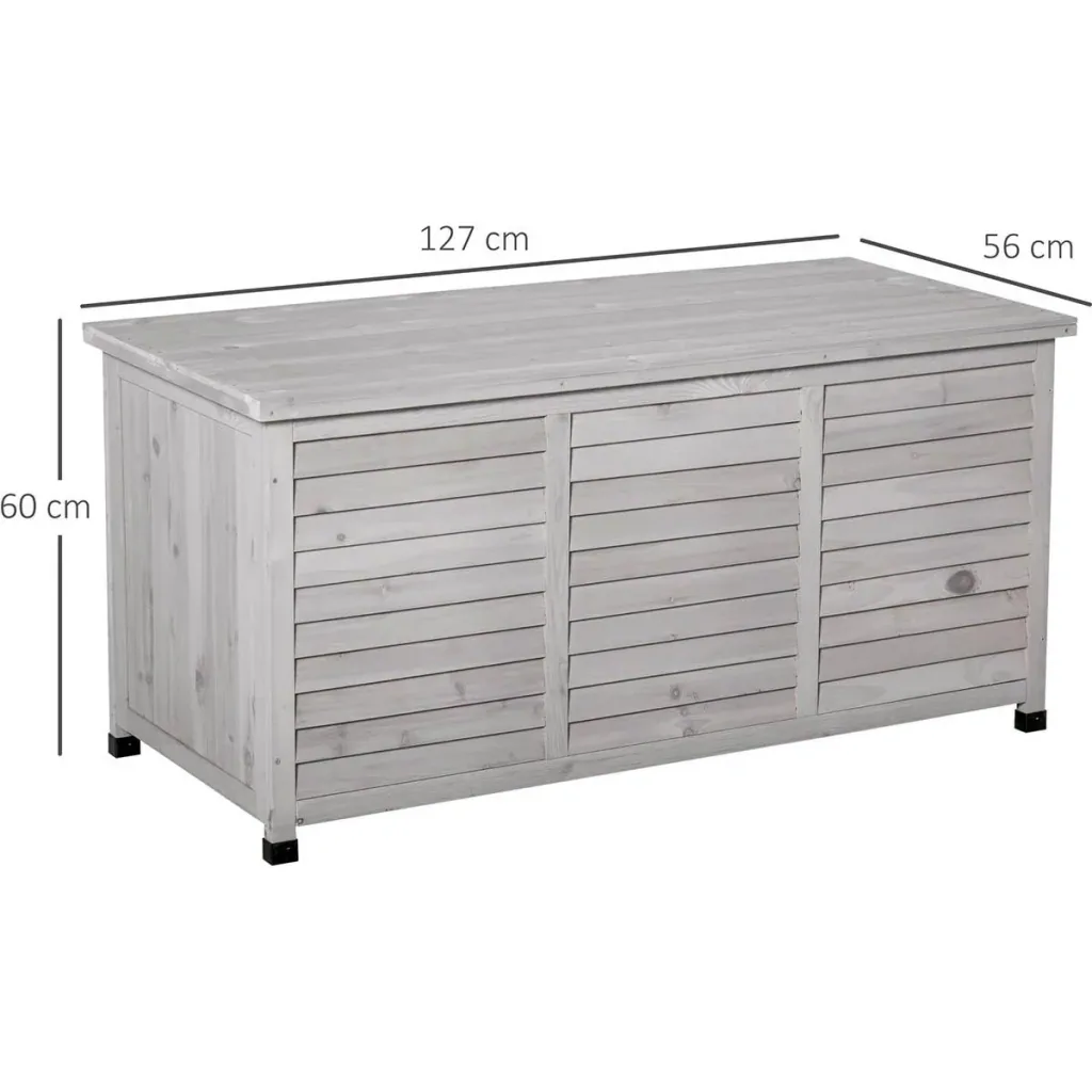 Gartenschrank Gerätehaus Gerätescharank wasserbeständig Tannenholz dauerhaft große Raum 127 x 56 x 60 cm Grau