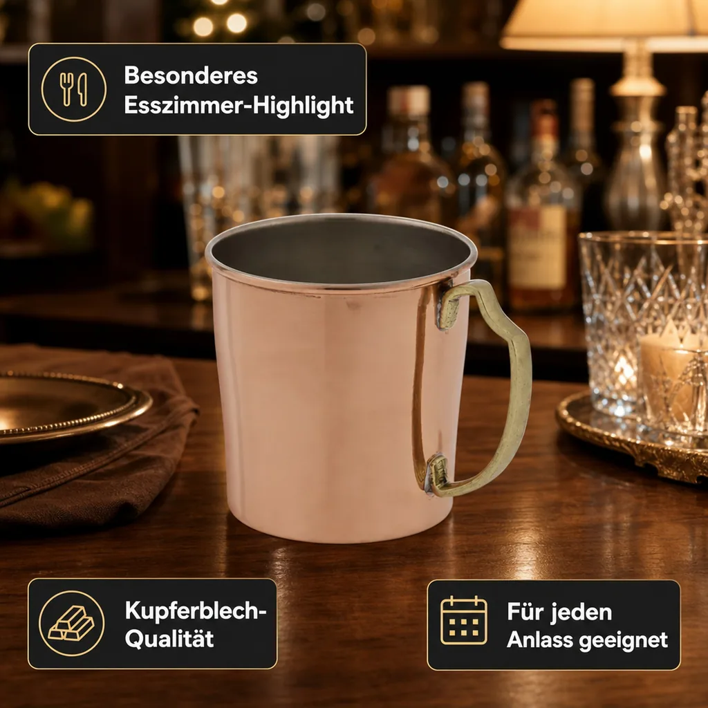 Bierkrug, Bierseidel - 0.55 L, Kupfer-Zinn, Handgefertigt