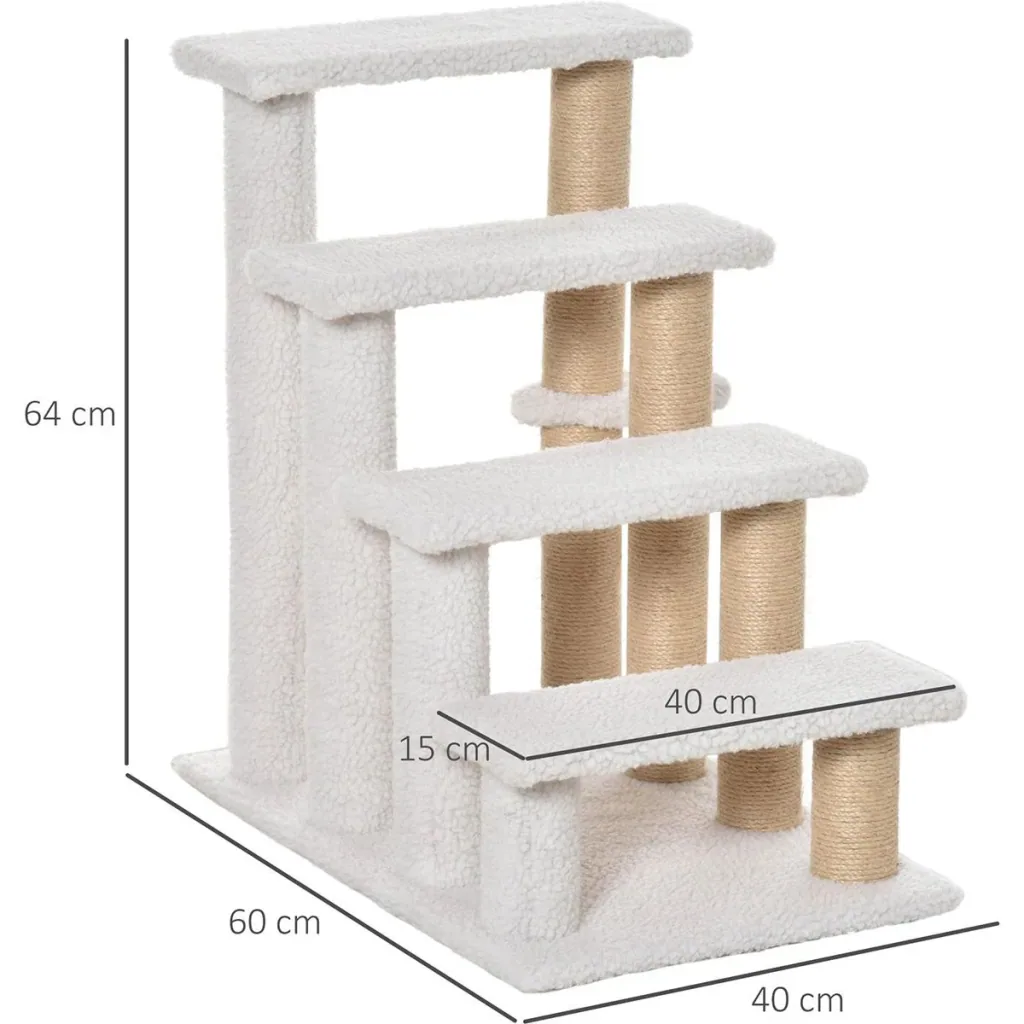 Haustiertreppe mit Krätzsäulen weiß