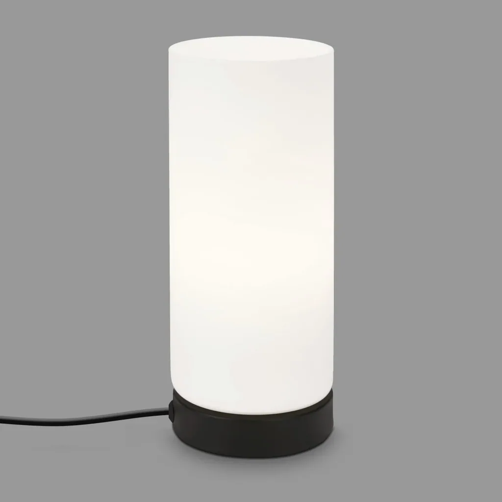 PAIPA Tischleuchte, schwarz, opal-Glas, Kabelschalter, E14 Fassung