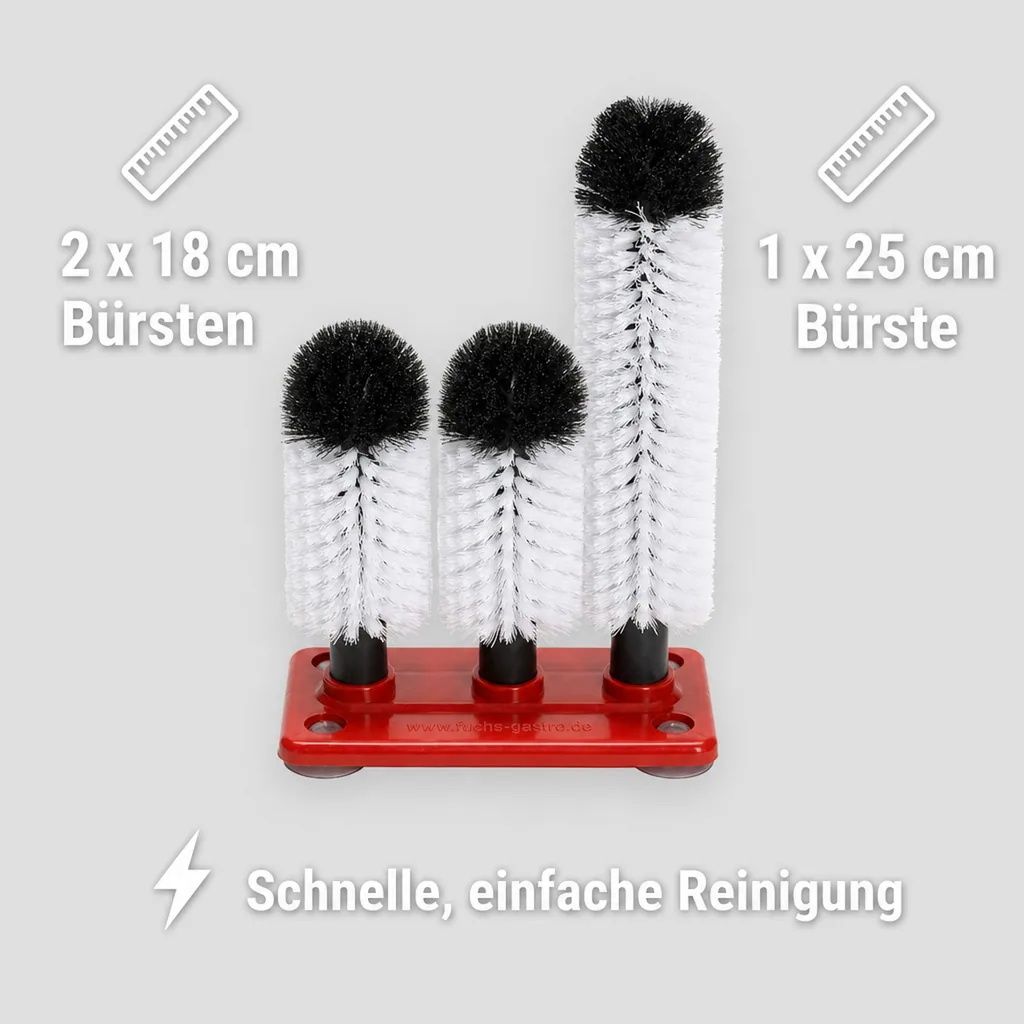 Gläserspülbürste, Gläserspülbürstengarnitur Profis - GR-2 - 2 x 18 + 1 X 24 cm