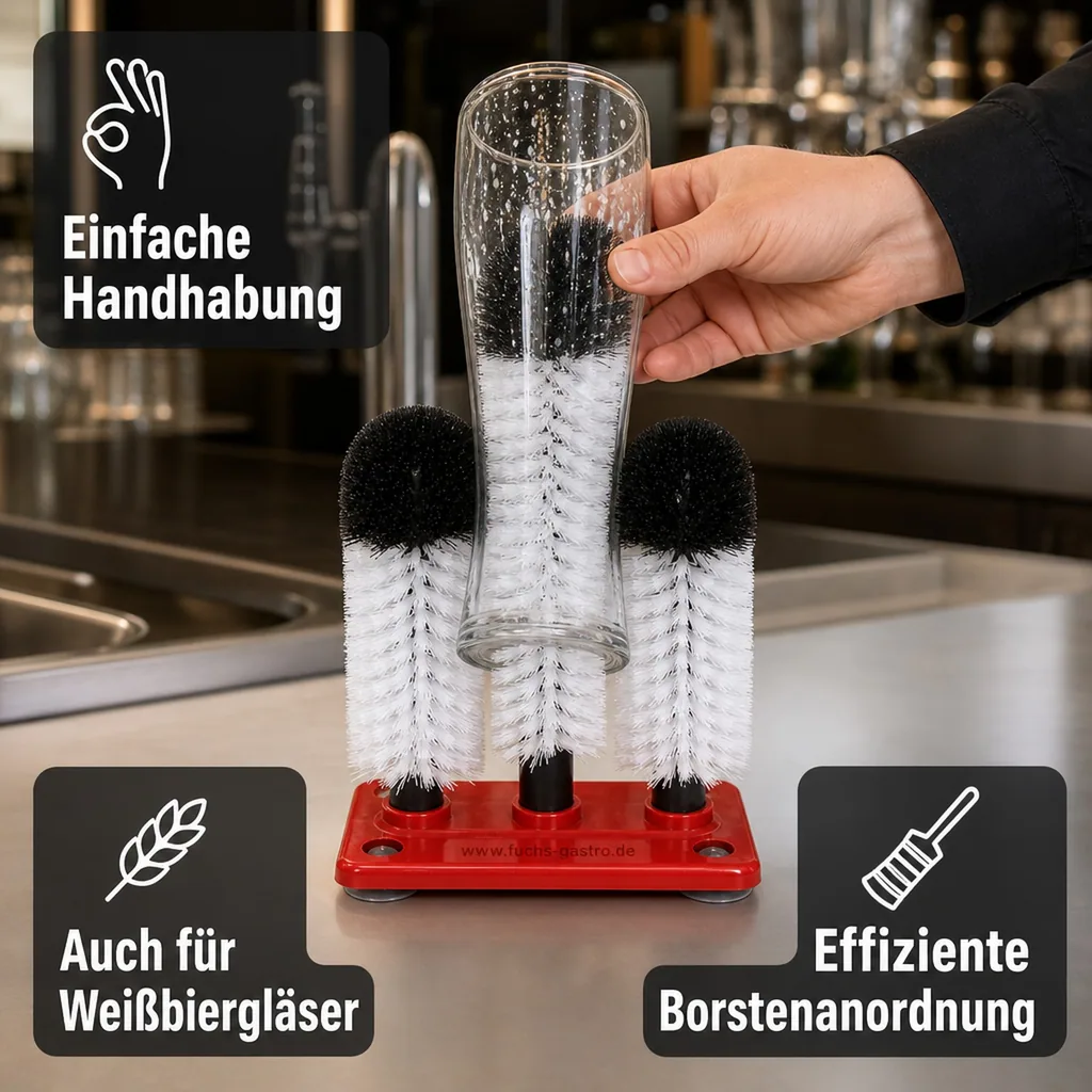 Gläserspülbürste, Gläserspülbürstengarnitur Profis - GR-2 - 2 x 18 + 1 X 24 cm
