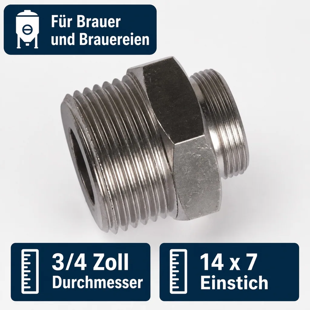 Sechskantmutter 3/4" mit Einstich 14 x 7 für Keg - Verschluss (Hiwi und Micro Matic)