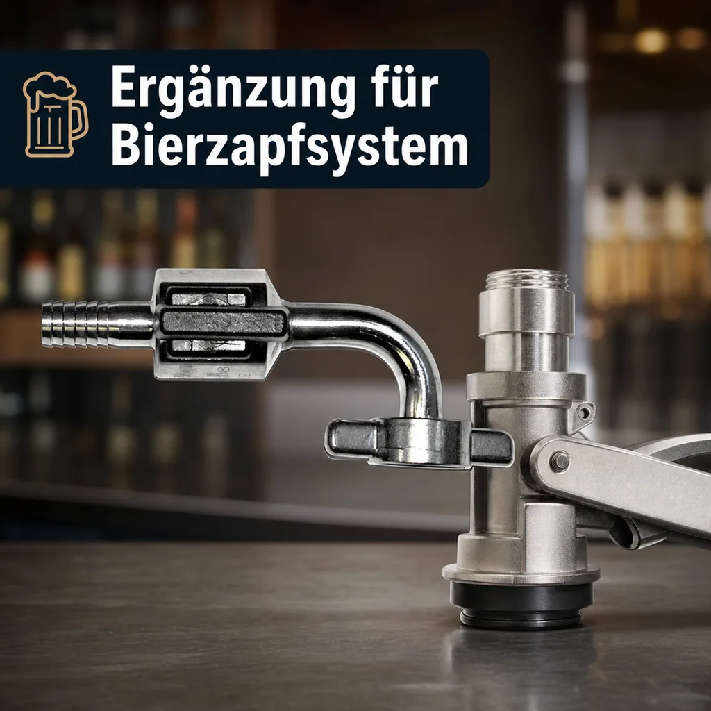 Bierabstellhahn - Gebogen, aus Edelstahl, NW: 10 mm