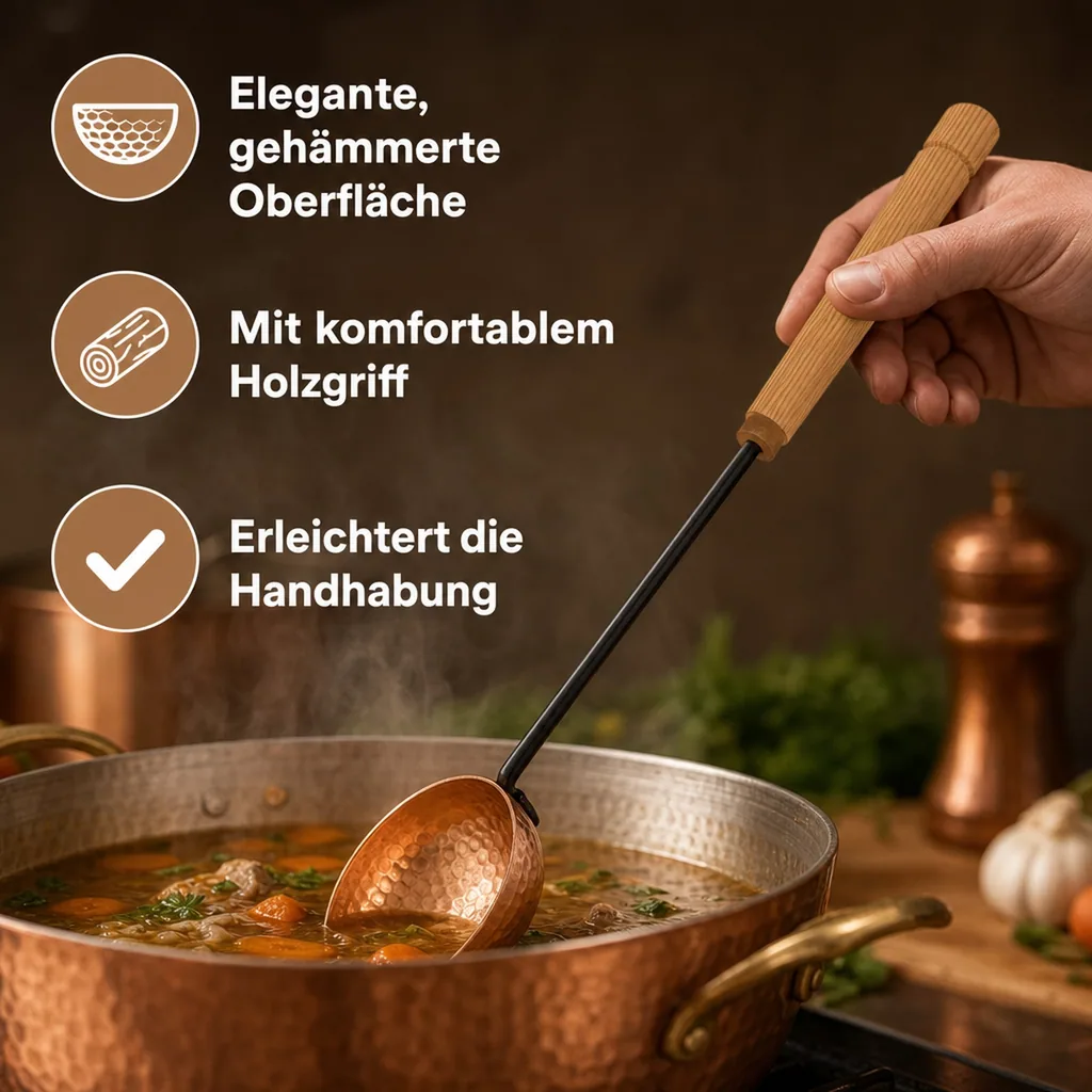 Kelle, Schöpfkelle - Kupfer mit gehämmerter Oberfläche