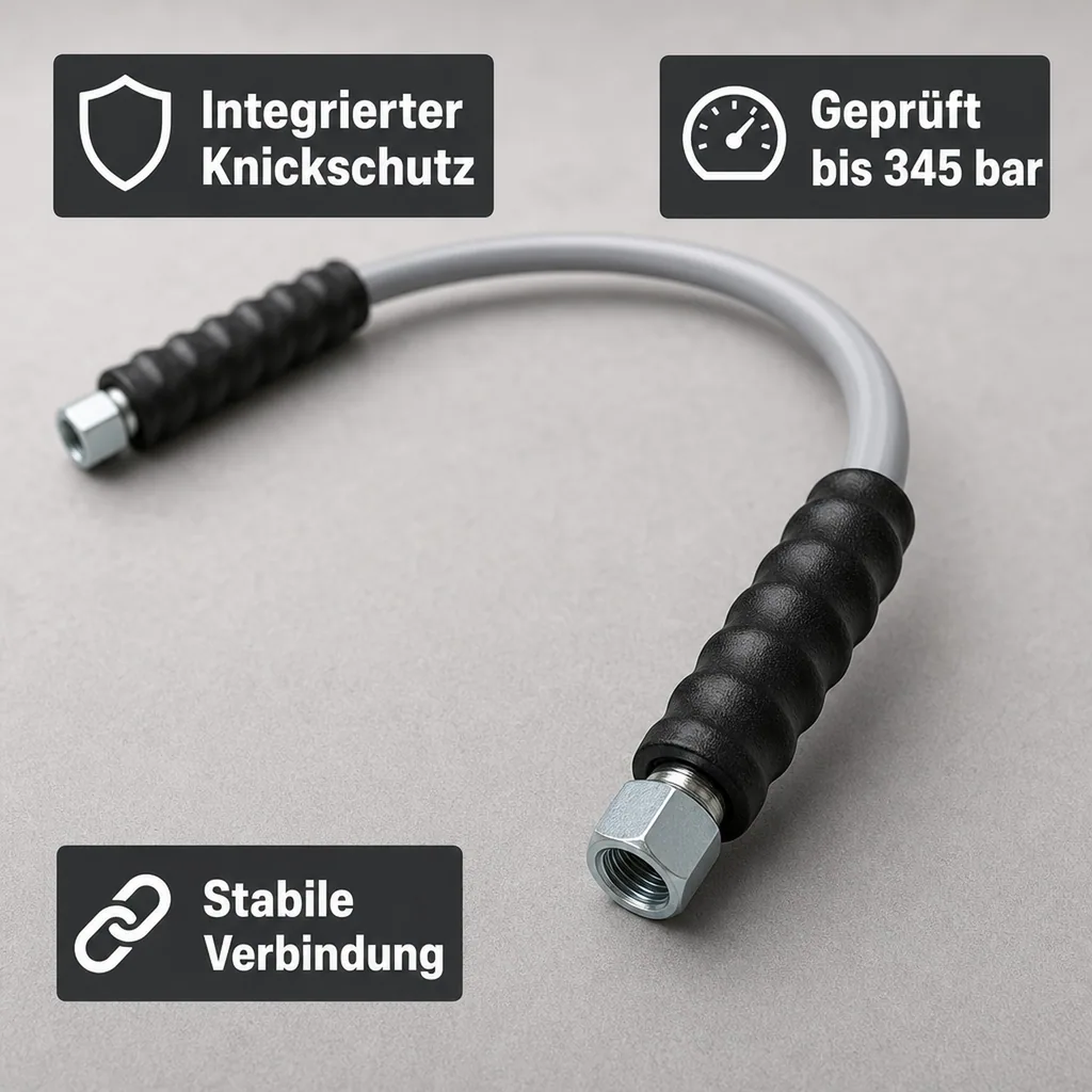Hochdruckschlauch, Gasschlauch - CO2 für Schankanlage - 1m, Sechskantmutter und Außengewinde