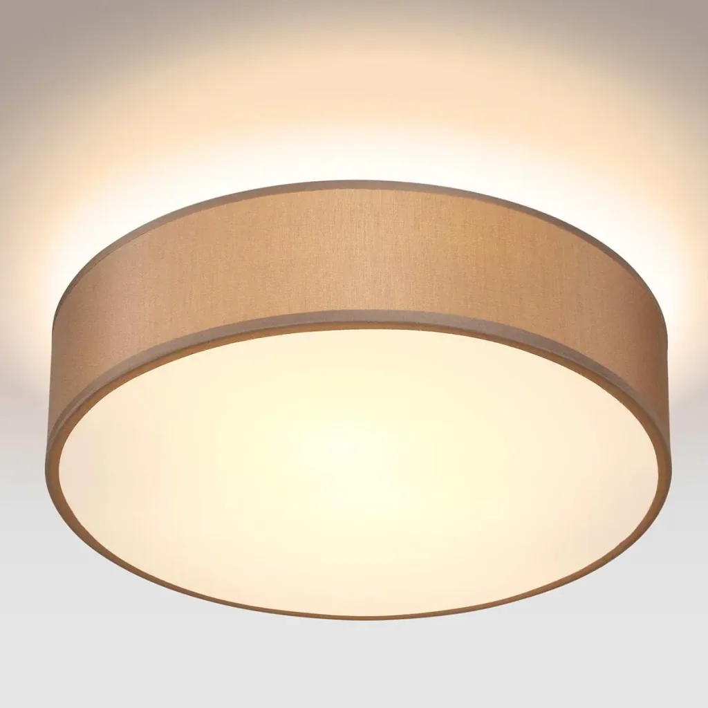 Deckenleuchte - Taupe - Stoff - Ø38cm
