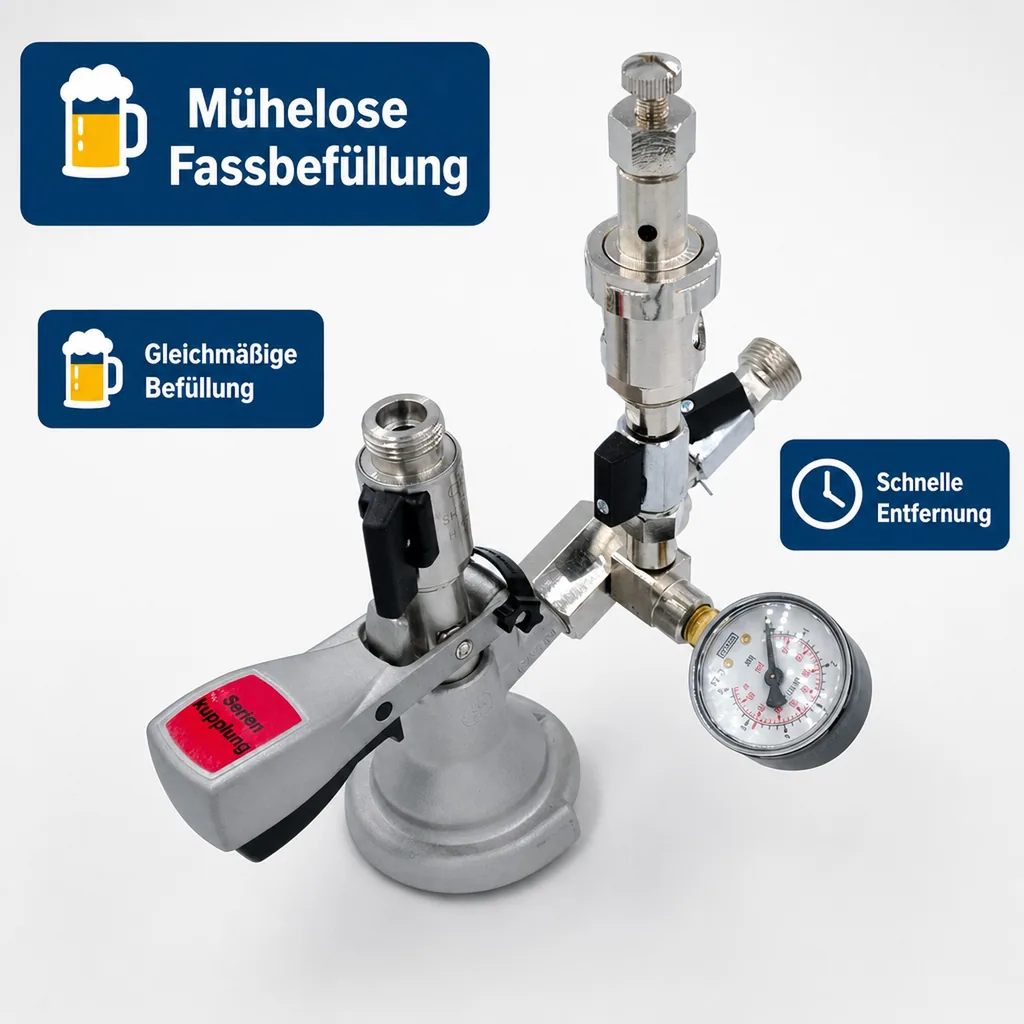 Füllzapfkopf zum Befüllen von KEG-Bierfässern, Ausführung: FLACH Füllzapfkopf