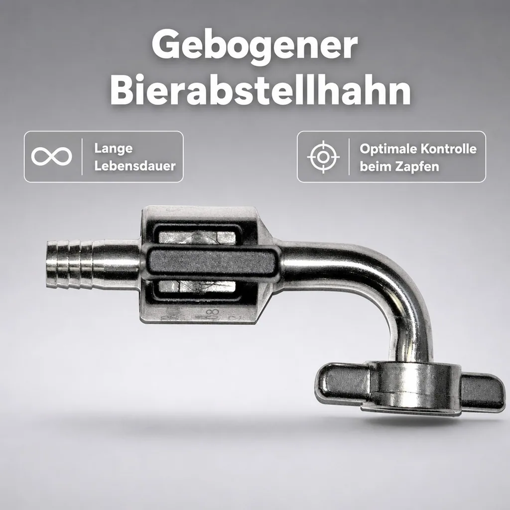 Bierabstellhahn - Gebogen, aus Edelstahl, NW: 7 mm