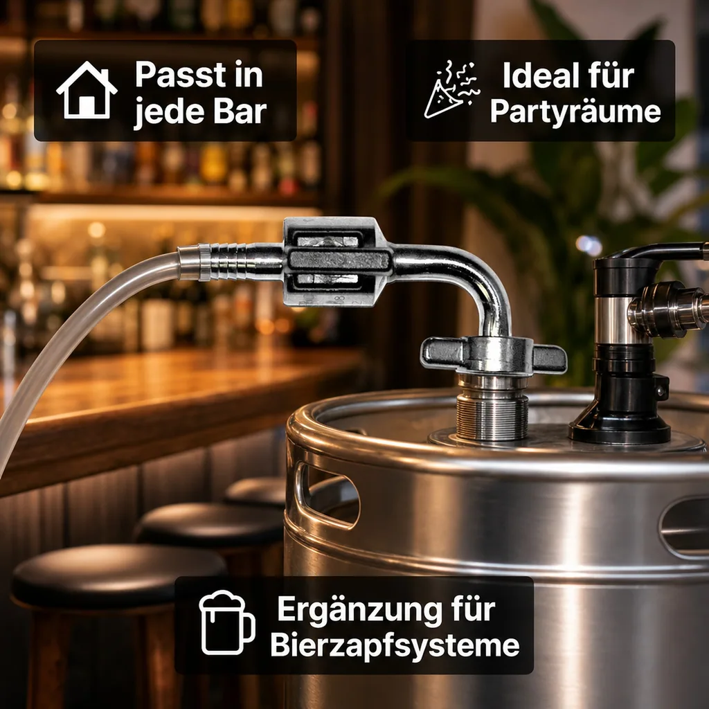 Bierabstellhahn - Gebogen, aus Edelstahl, NW: 7 mm
