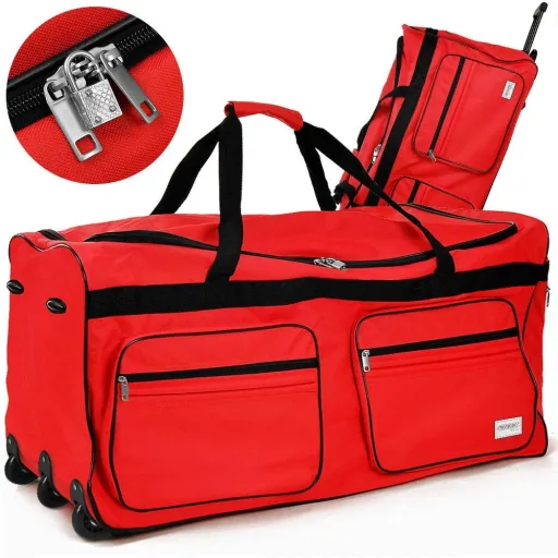 XXL Reisetasche mit Trolleyfunktion rot 160 LITER