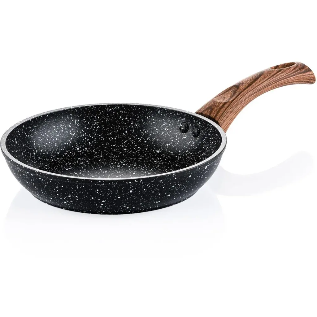 Schwarzer Marmor Holz - Bratpfanne 20 cm und Bratpfanne 30 cm - Schwarz