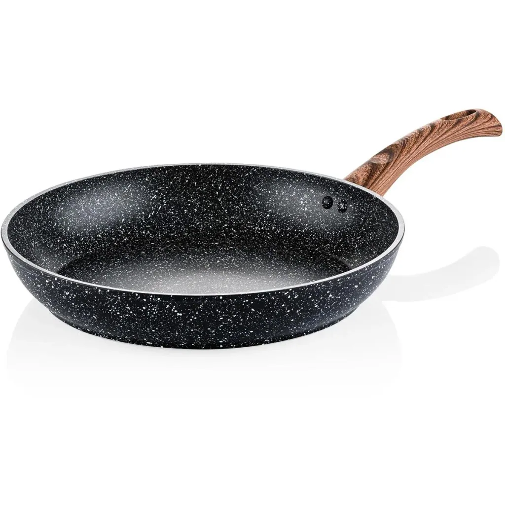 Schwarzer Marmor Holz - Bratpfanne 20 cm und Bratpfanne 30 cm - Schwarz