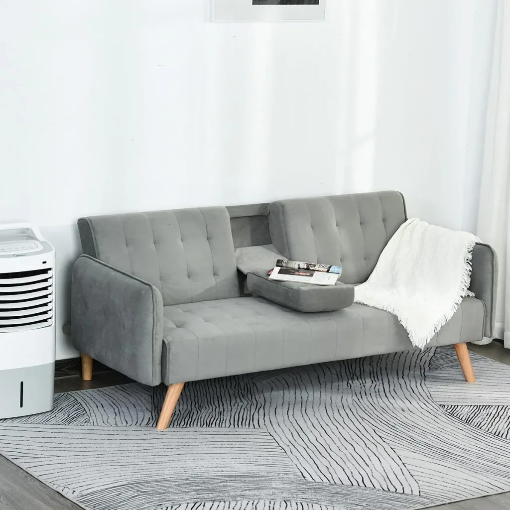 Schlafsofa, Klappsofa, 3-Sitzer Stoffsofa, Chaiselongue, Bettsofa, Sofa mit Schlaffunktion, Sofagarnitur, Verstellbarer