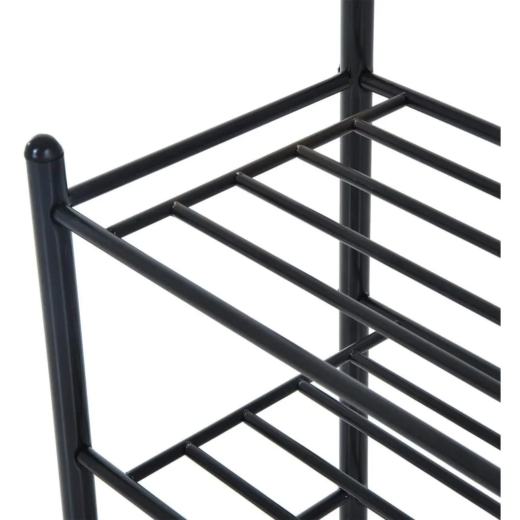Kleiderständer 18 Haken mit Schuhablage Metall Schwarz