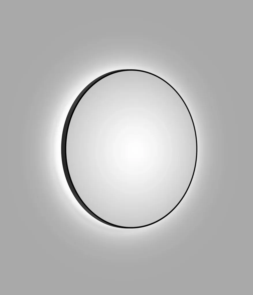 Dekorativer Wandspiegel "Black OROS" - Light mit indirekter LED Beleuchtung Ø 120 cm