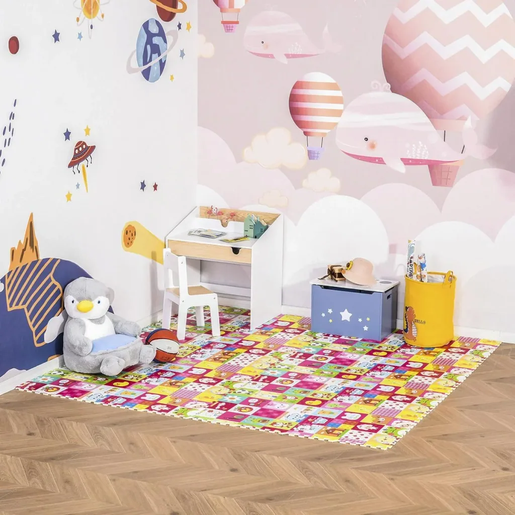 Puzzlematte für Babys Kinder Spielmatte spiel erziehung klappbar EVA foam Tiere Muster 61,5 x 61,5 cm