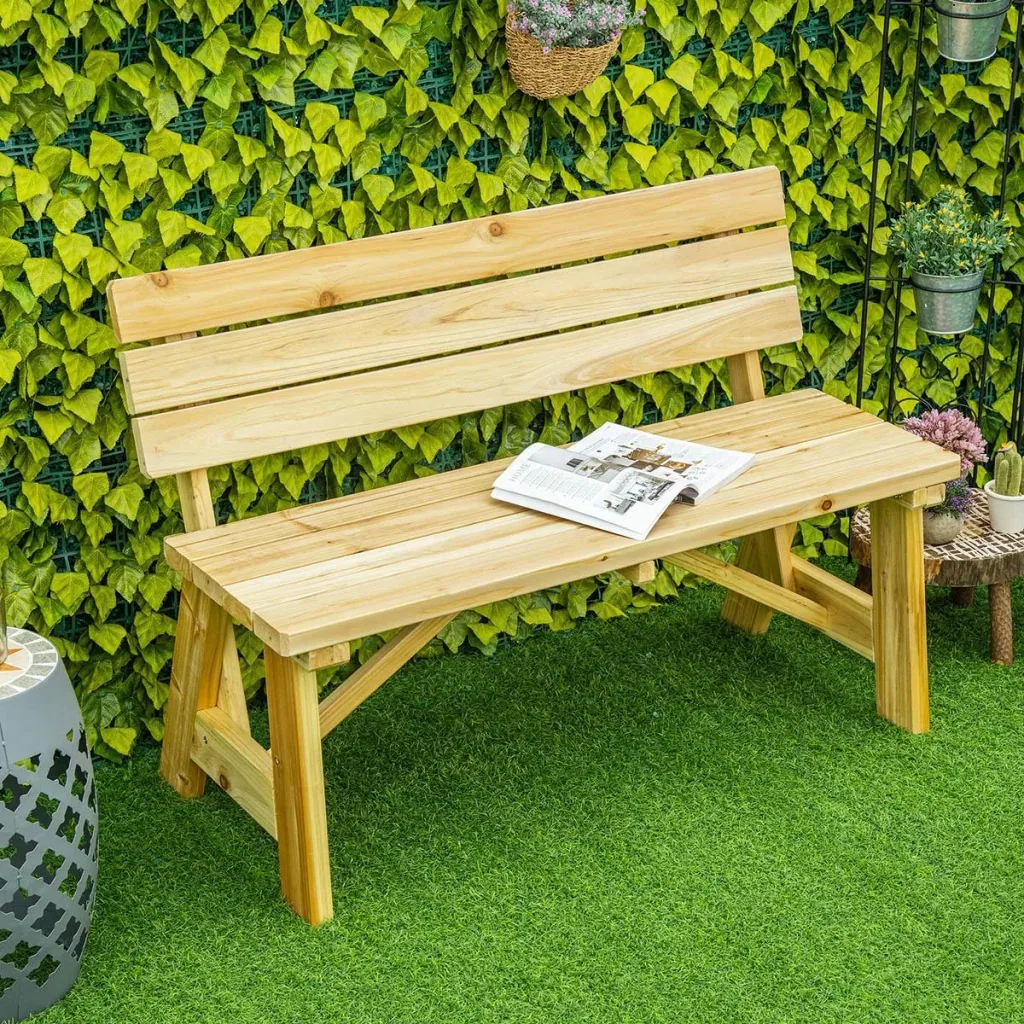 Gartenbank 2-Sitzer Parkbank aus Holz Sitzbank bis 220 kg Bank Terrassenbank mit Rückenlehnen Gartenmöbel Massivholz 116