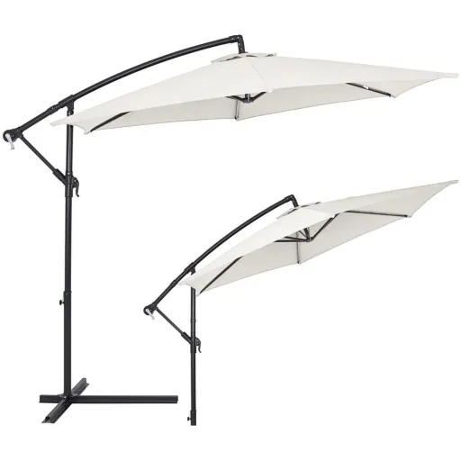 Sonnenschirm zusammenklappbare Aluminiumcreme Ø 330 cm UV-Schutz 40+