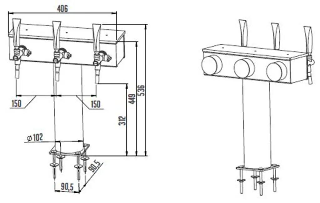 Schanksäule Modell T Grand, 3-leitig