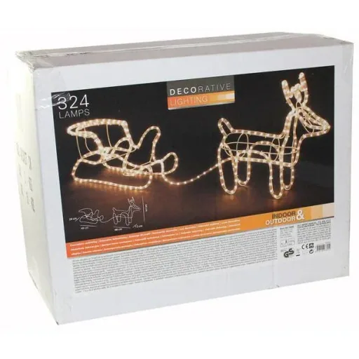 Weihnachtsbeleuchtung Rentier mit Schlitten - Warm White