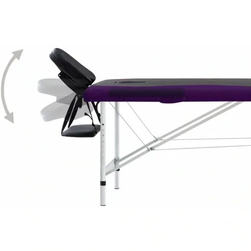 Klappbarer Massagetisch 2 Zonen Aluminium schwarz und lila