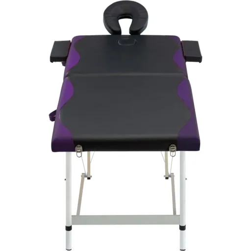 Klappbarer Massagetisch 2 Zonen Aluminium schwarz und lila