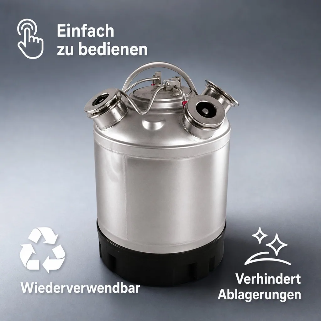 Reinigungsbehälter für 1 Fitting, Edelstahl, Fittinge austauschbar, ohne Fittinge