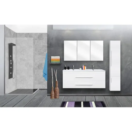 Badezimmermöbel Style 120cm - Mat Weiss