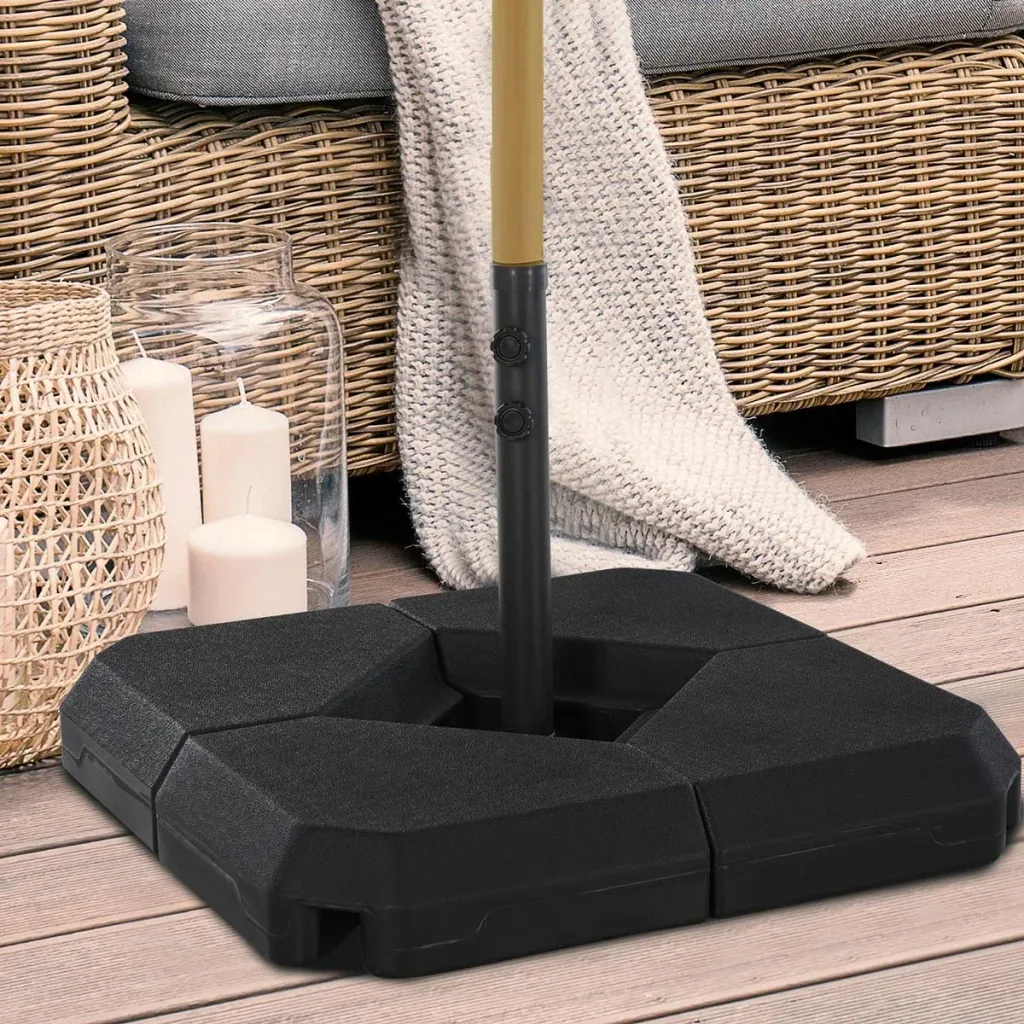 Sonnenschirmständer mit Wasser oder Sand befüllbar bis 60 kg Schirmständer 4-tlg. Sonnenschirm Schirmgewicht HDPE Schwar