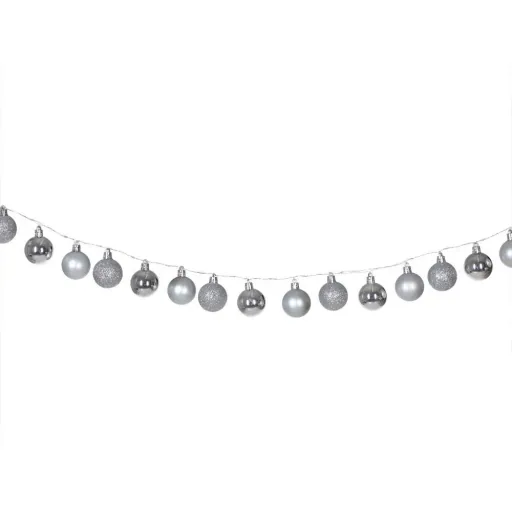 Christbaumbeleuchtung / Festbeleuchtung / Weihnachtsbeleuchtung - mit Weihnachtskugeln - 40 LED - 2 m - Silber