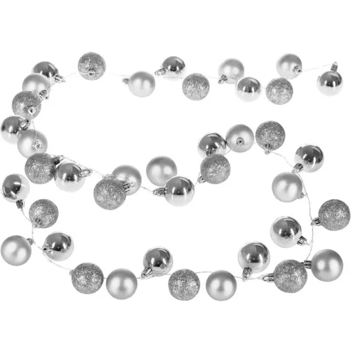 Christbaumbeleuchtung / Festbeleuchtung / Weihnachtsbeleuchtung - mit Weihnachtskugeln - 40 LED - 2 m - Silber