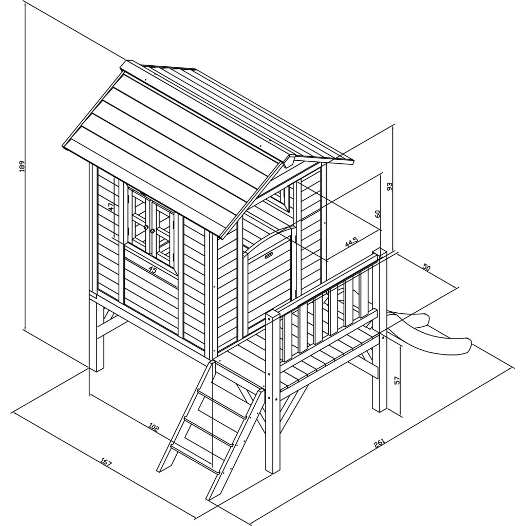 Lodge XL Spielhaus Karibisches Blau - Weiße Rutsche