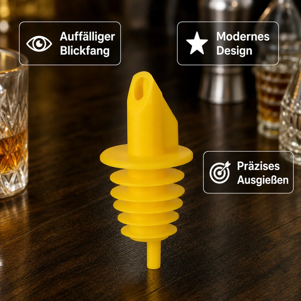 Ausgiesser - BILLY, Kunststoff, für 0,5 - 1,5 L Flaschen, mit 5 Lamellen, gelb